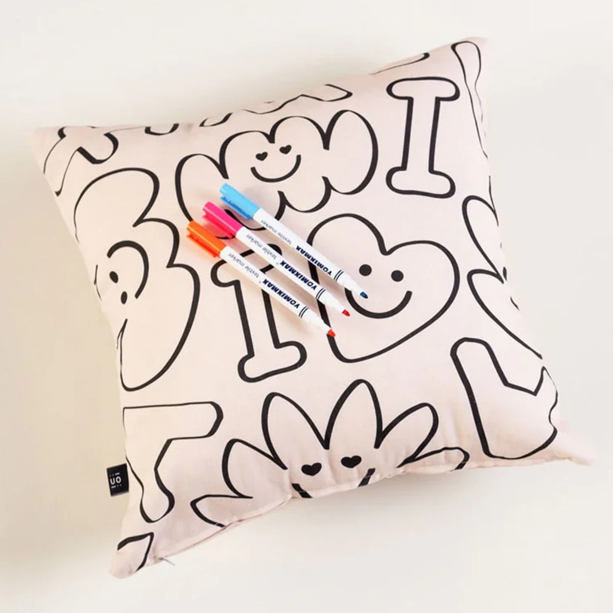 Funda de cojín "Familia" con rotuladores