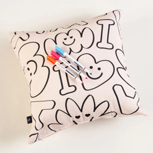 Funda de cojín "Familia" con rotuladores