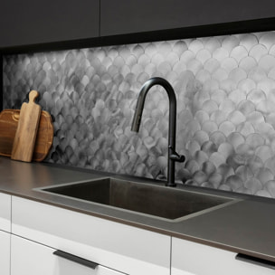 Crédence adhésive murale 3D  - Effet écailles 4 pièces - Argent