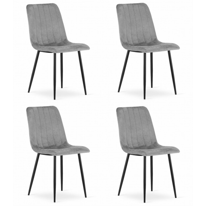 Set di 3 sedie Lava in velluto grigio chiaro