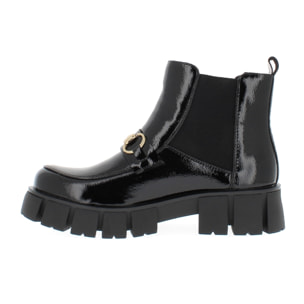 Armata di Mare Scarpe Donna Chelsea Boots con Decorazione a Catena in Metallo AMD W32H76 Black Lucido