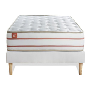Ensemble Matelas Le Doux - 24cm - Mémoire de forme - Zéro transfert de mouvement - Sommier Tapissier Blanc