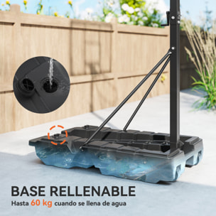 Canasta de Baloncesto para Exterior, Altura Ajustable 230-305 cm, Canasta de Baloncesto Portátil con Marco Plegable, Tablero Irrompible, Ruedas y Base Rellenable, para Adolescentes y Adultos