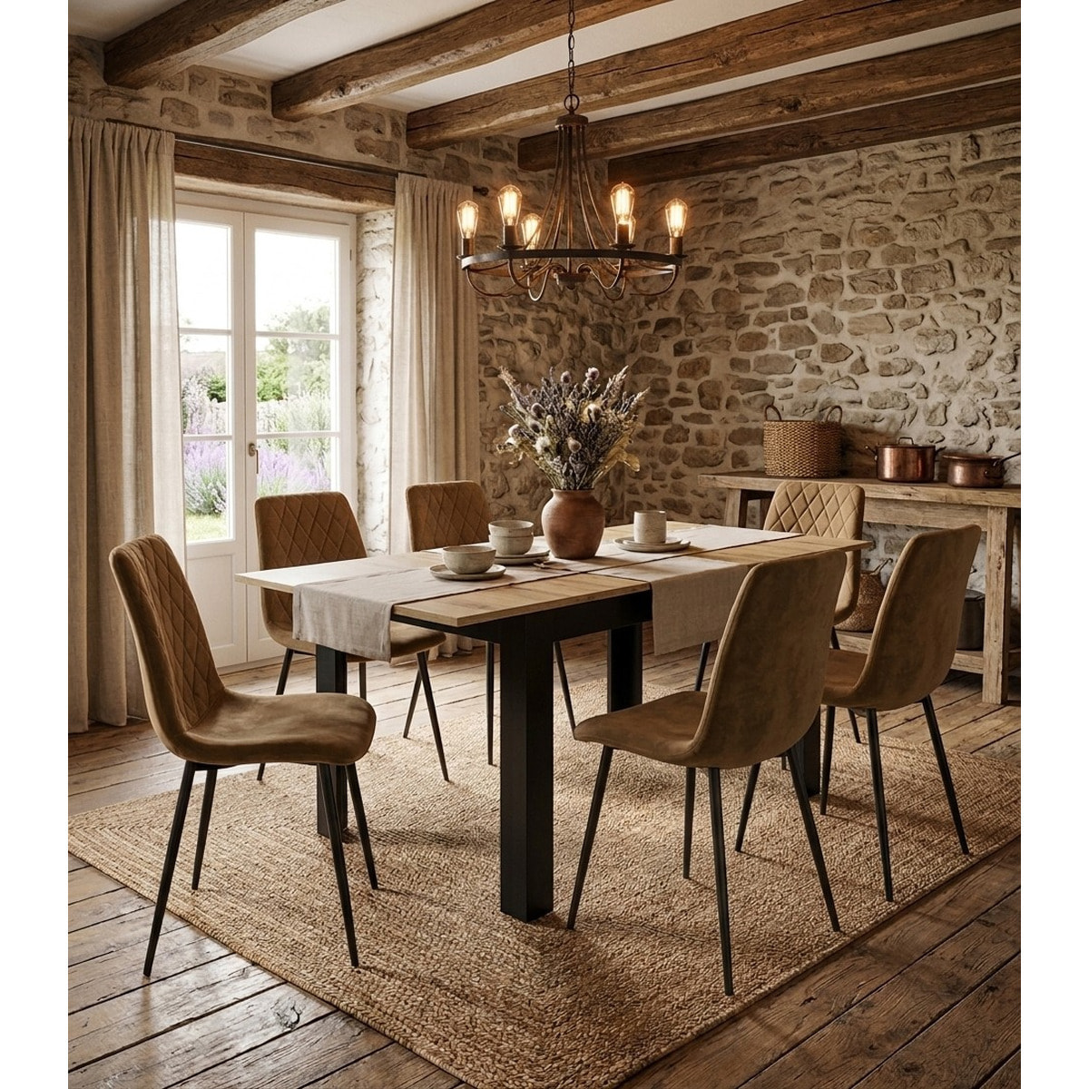 Tavolo allungabile moderno Artisan rovere e nero