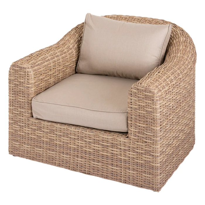 Fauteuil de salon de jardin "Mooréa" savana aluminium traité époxy en résine tressée