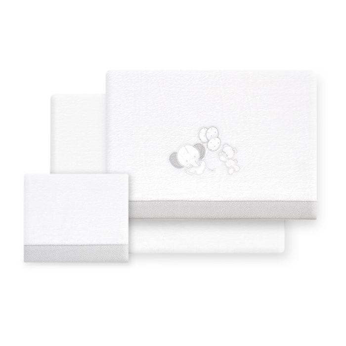 Triptico Minicuna Coralina Oso Elefante Globos Bco/Gris
