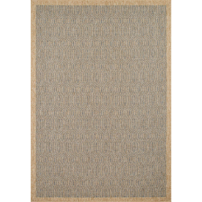 Tapis effet jute motif bleu