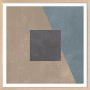 Poster Soie bleue sarcelle Affiche + cadre en bois - Chêne