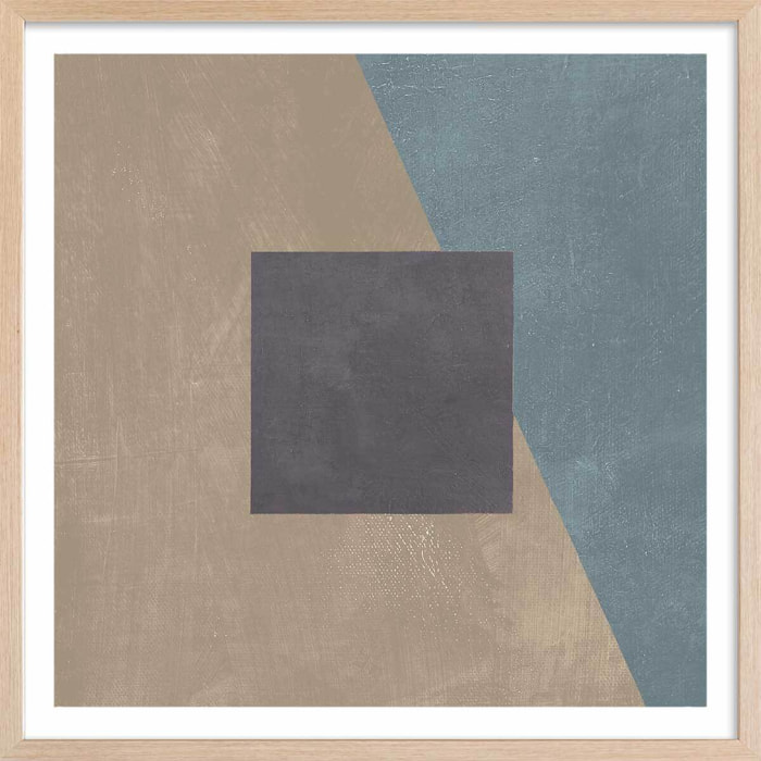 Poster Soie bleue sarcelle Affiche + cadre en bois - Chêne