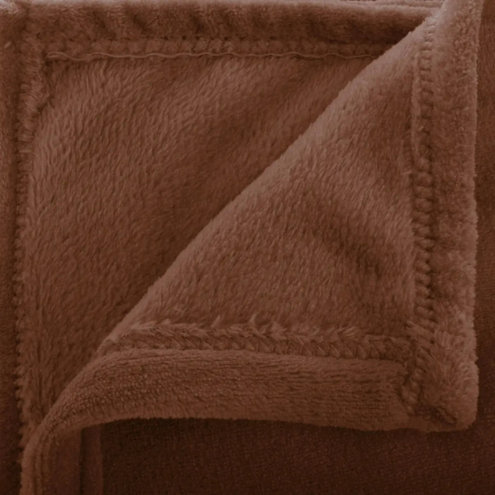 Plaid flanelle Ollis marron tonka 230x180cm