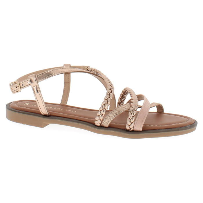 Marina Galanti Scarpe Donna Flat Braided Sandals MG 1E163 Gold