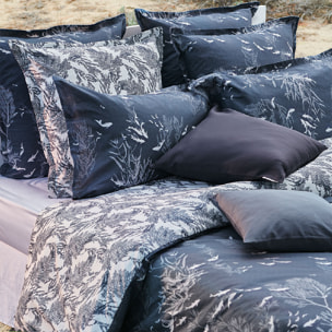 Housse de couette percale de coton imprimé bleu Ocean indien encre