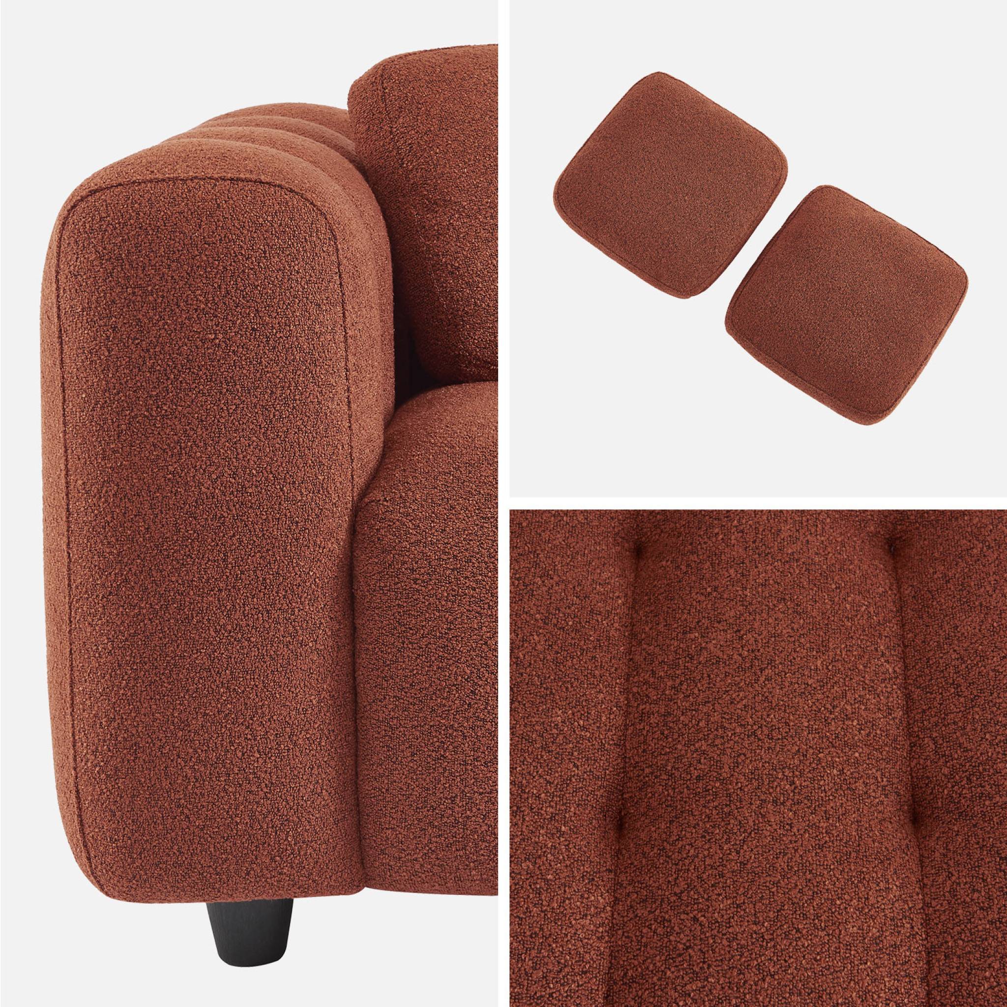 Pouf. module pour canapé. repose-pieds pour canapé 2 places en bouclette texturée terracotta L 69 x P 59 x H 48cm - Leon