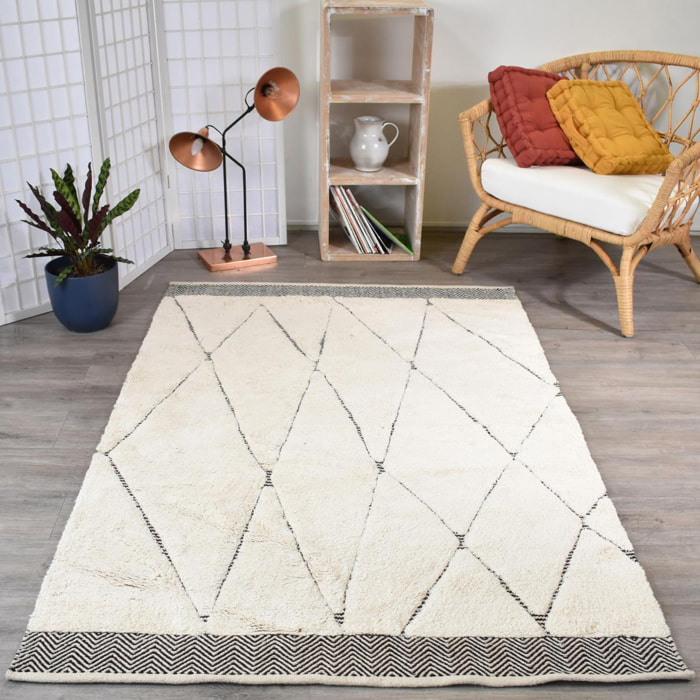 Tapis salon et chambre fait main en coton motif faux uni VEBA
