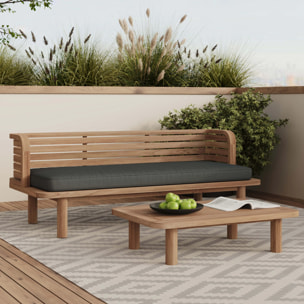 Salon de jardin 2 places en teck et tissu gris, canapé - Kilda