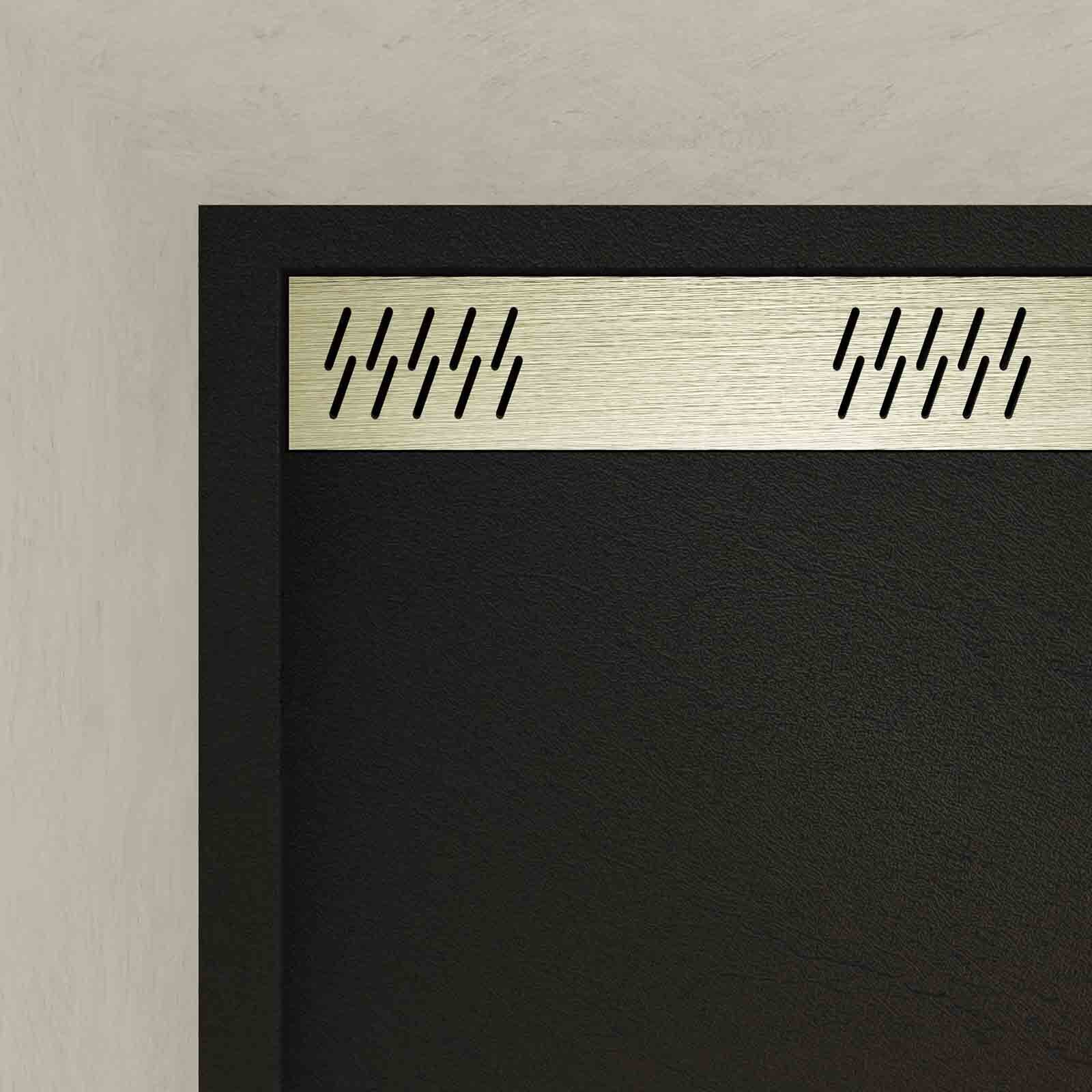 Receveur en acrylique Noir Effet Pierre 90x120x4 cm + Grilles Linéaires Chrome et Or Brossé
