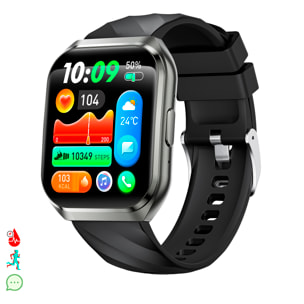 Smartwatch QS66. Schermo da 1,83" con batteria a lunga durata. Chiamate Bluetooth, assistente vocale, monitoraggio della salute e molteplici modalità sportive.