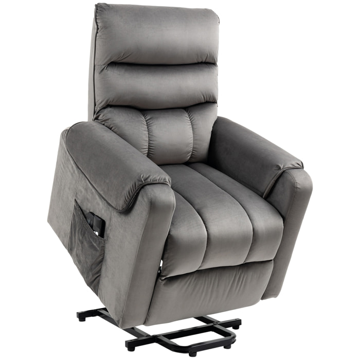 Fauteuil de massage fauteuil releveur électrique inclinaison réglable repose-pied ajustable velours anthracite