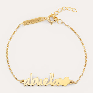Pulsera Abuela Heart Plata Baño Oro