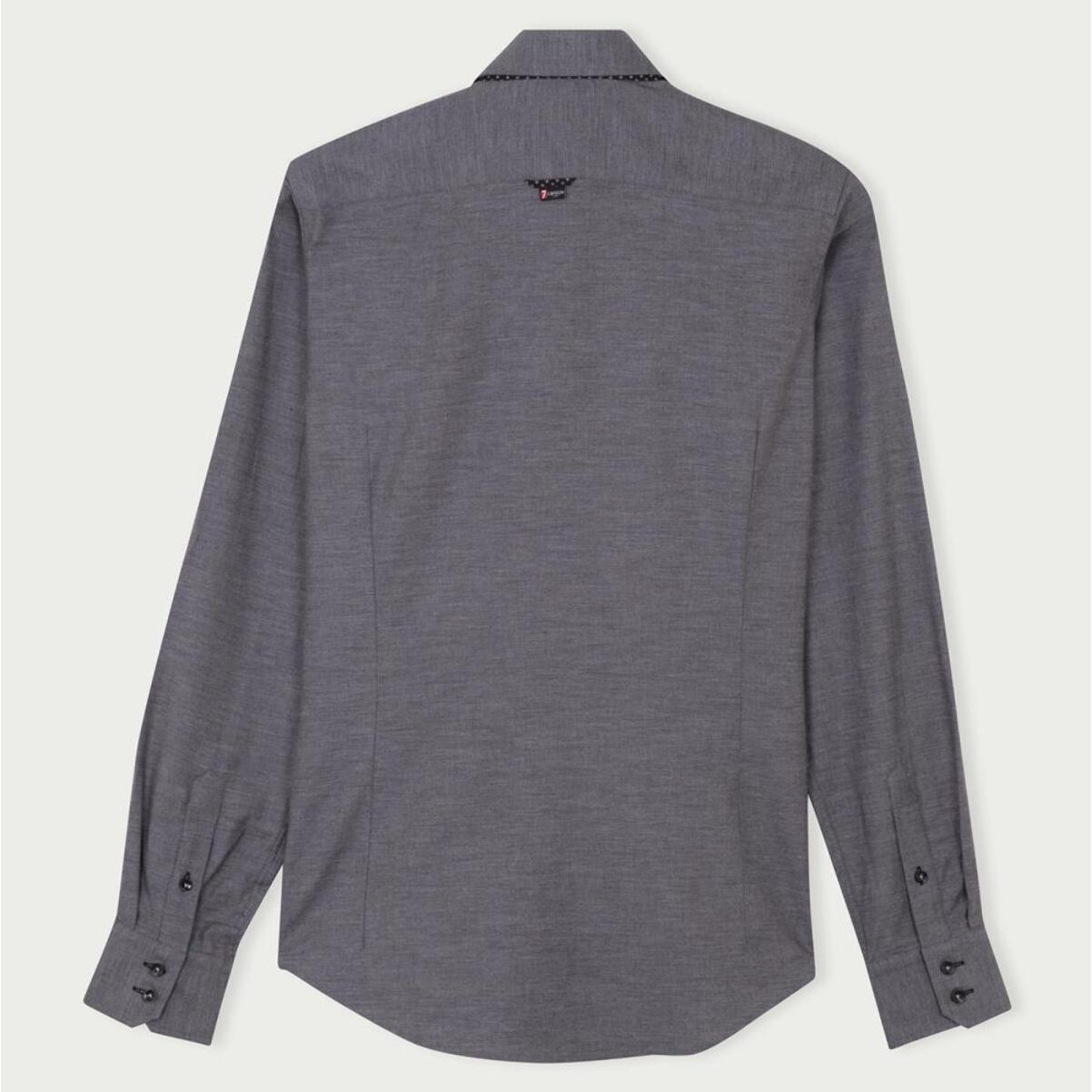 Camicia Uomo 2bottoni Button Down Doppio Collo Slim Flanella Unita Grigio Medio