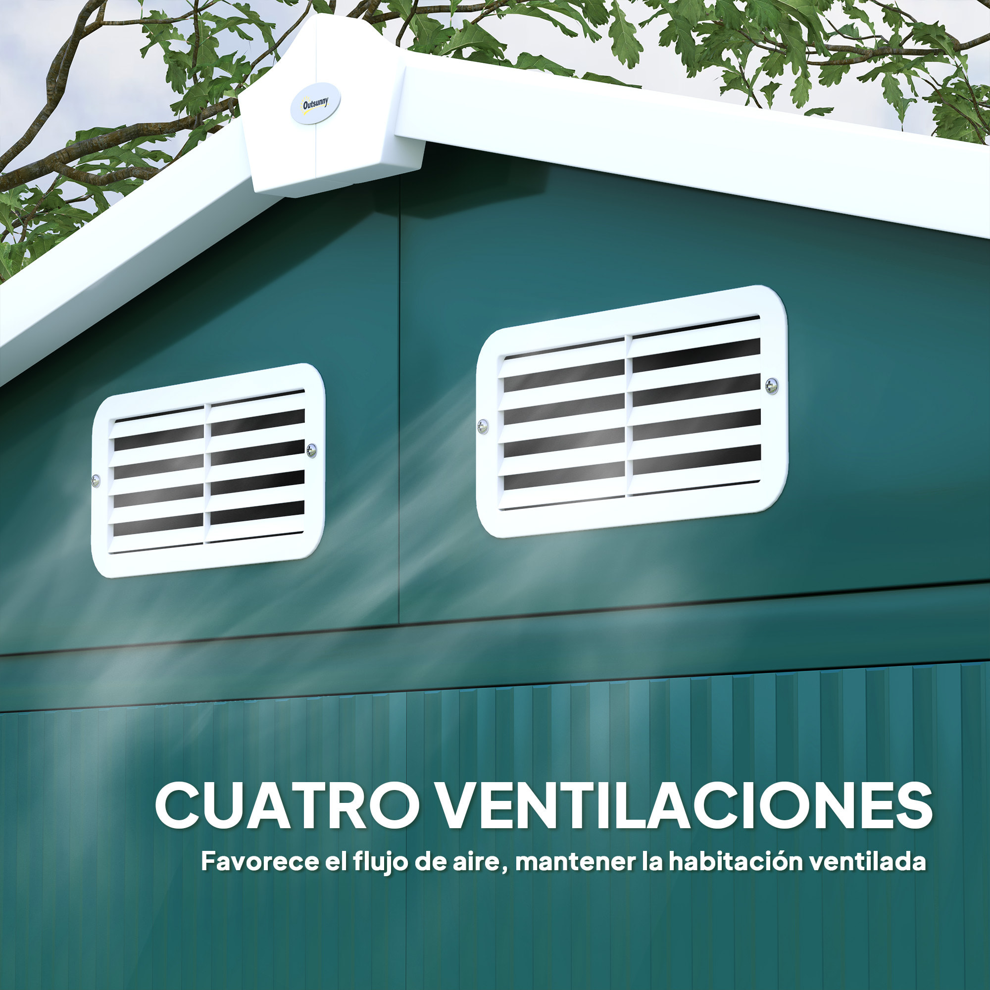 Caseta de Jardín Exterior 2,36m² 213x120x194 cm Cobertizo de Jardín Exterior con Base Refuerzo (Suelo NO Incluido) Puertas Correderas Dobles Candado Ventanas Verde Oscuro