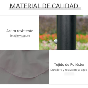 Sombrilla de Jardín 32 Luces LED Solares Inclinable Manivela Ø265x233 cm Gris