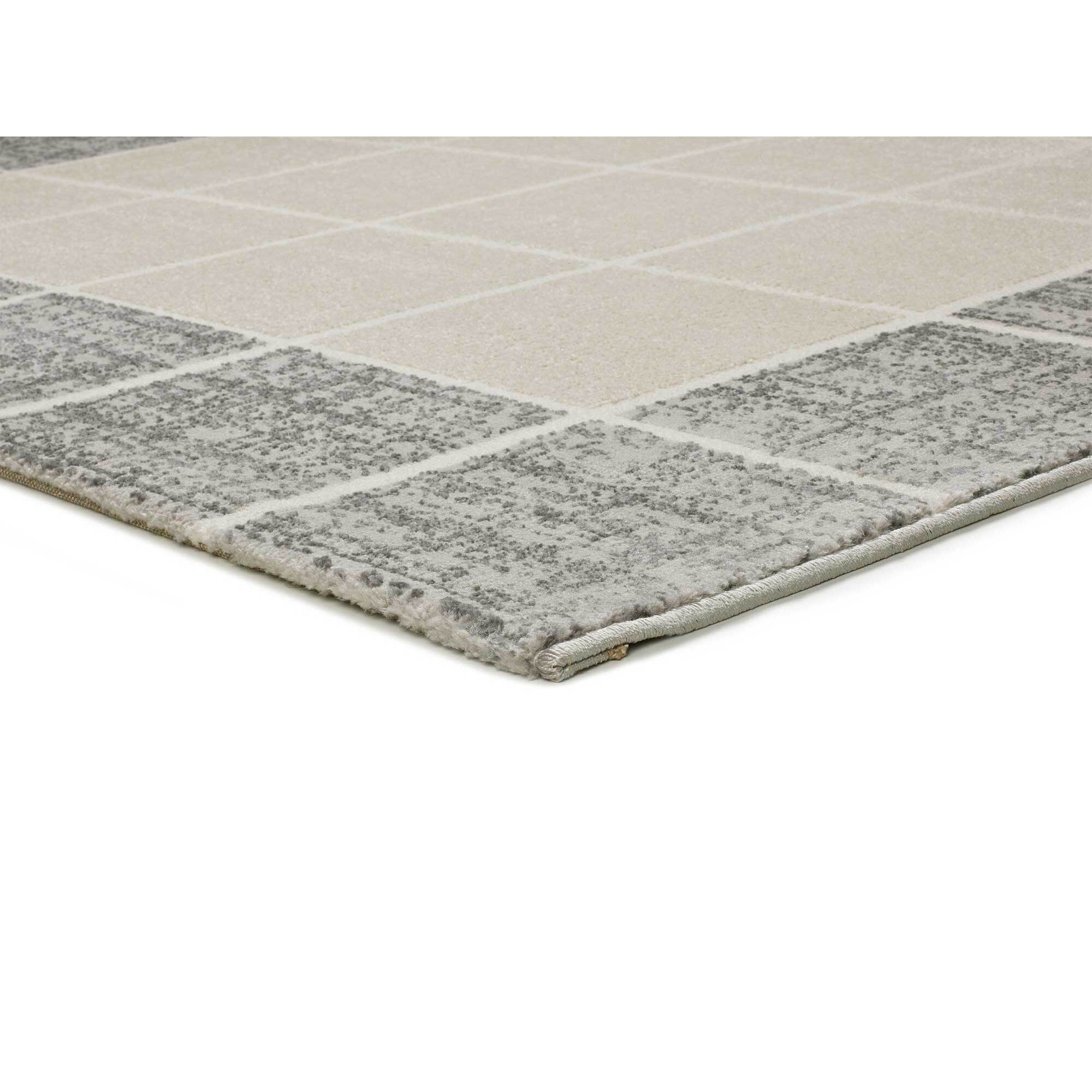 FLORA Alfombra geomÃ©trica con relieve en tonos beige y gris, varias medidas disponibles