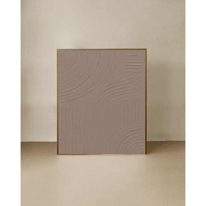 Tableau marron décoratif sur coton avec cadre en bois peint à la main à la peinture à l'huile en différentes tailles