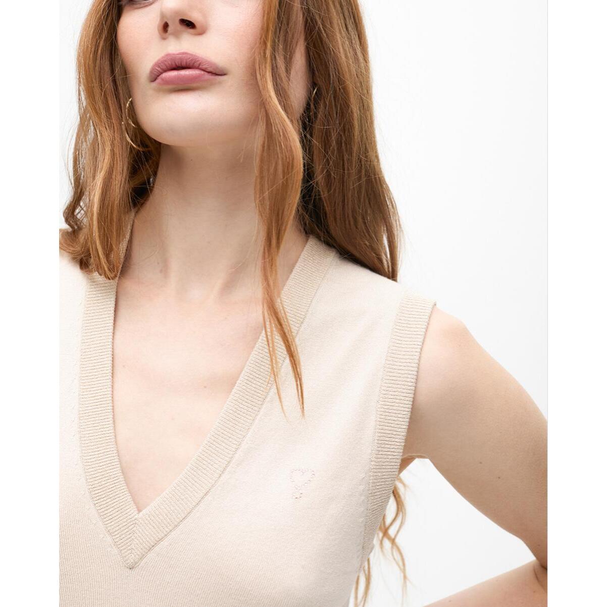 Top basic dettaglio contrasto lurex