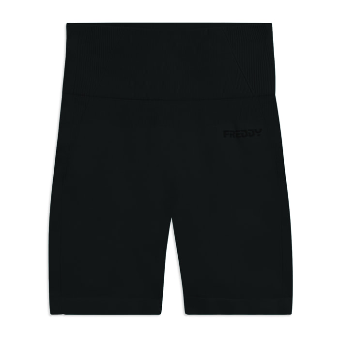 Leggings Corti Seamless con Vita Alta e Inserti in Costina