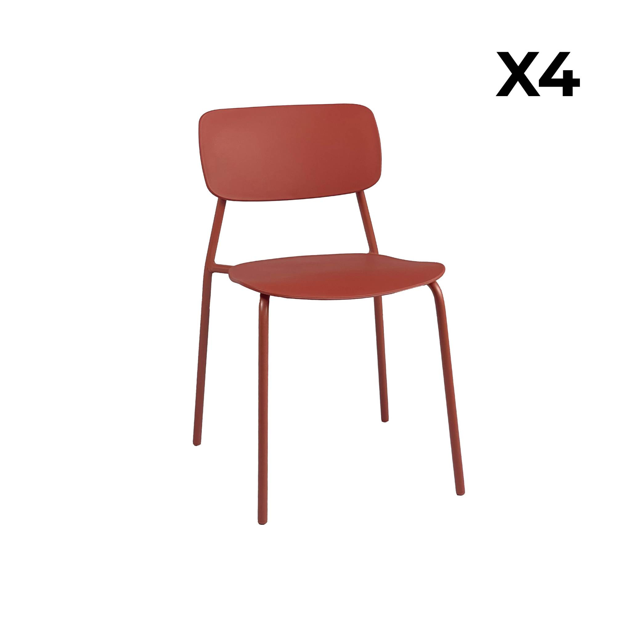 Chaise de jardin empilable acier et plastique (lot de 4) LIVA