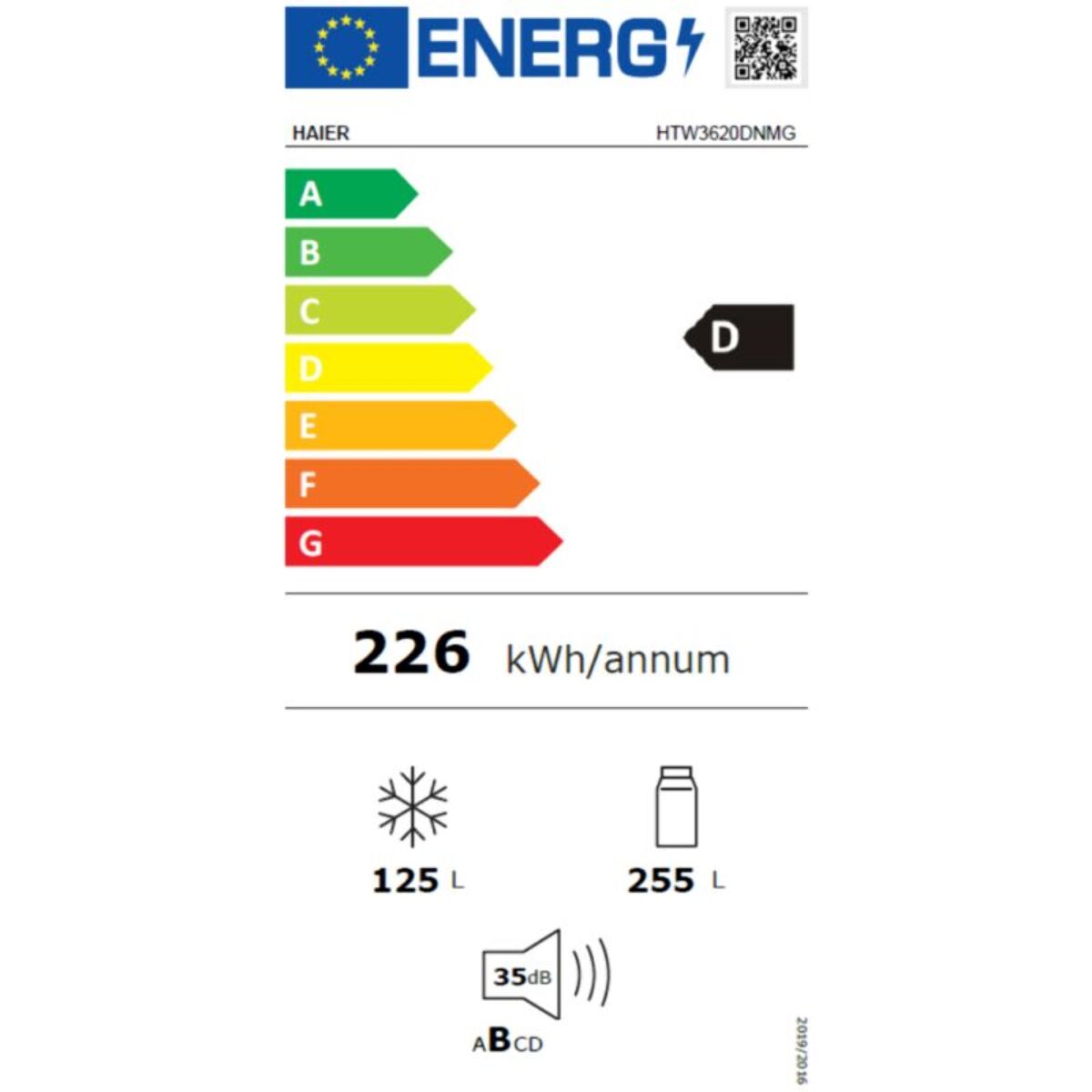 Réfrigérateur combiné HAIER HTW3620DNMG