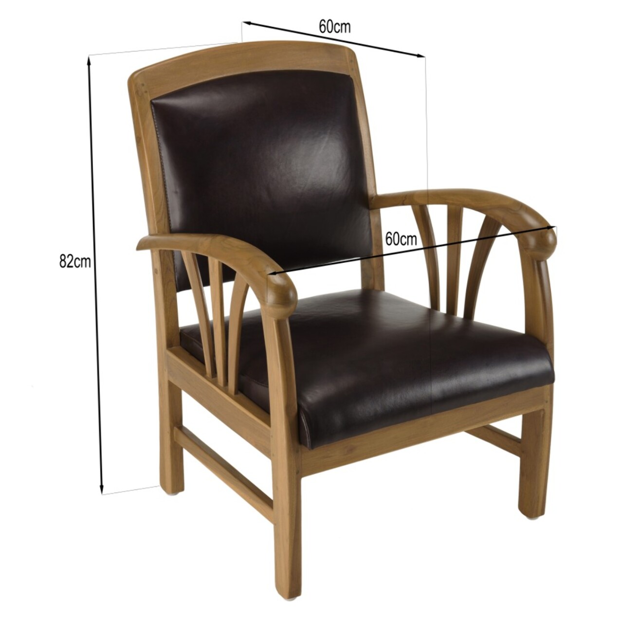 DAK - Fauteuil teck et cuir marron
