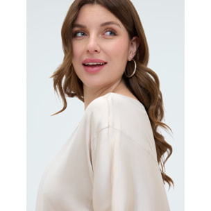 Fiorella Rubino - Blusa de raso con escote barco - Blanco