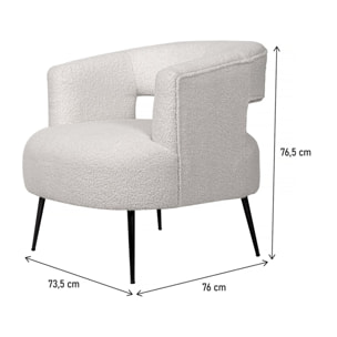 Fauteuil en tissu bouclette "iris" - Blanc
