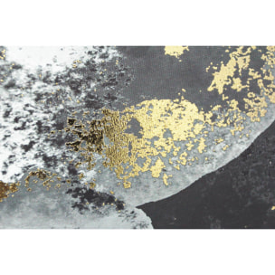 Cuadro Bérgamo poliéster círculos negro-blanco-dorado 92x62x4 cm