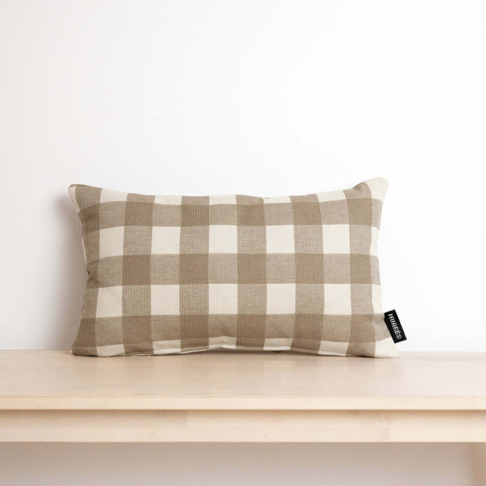 Housse de coussin jacquard 30x50 cm Vichy Tabaco