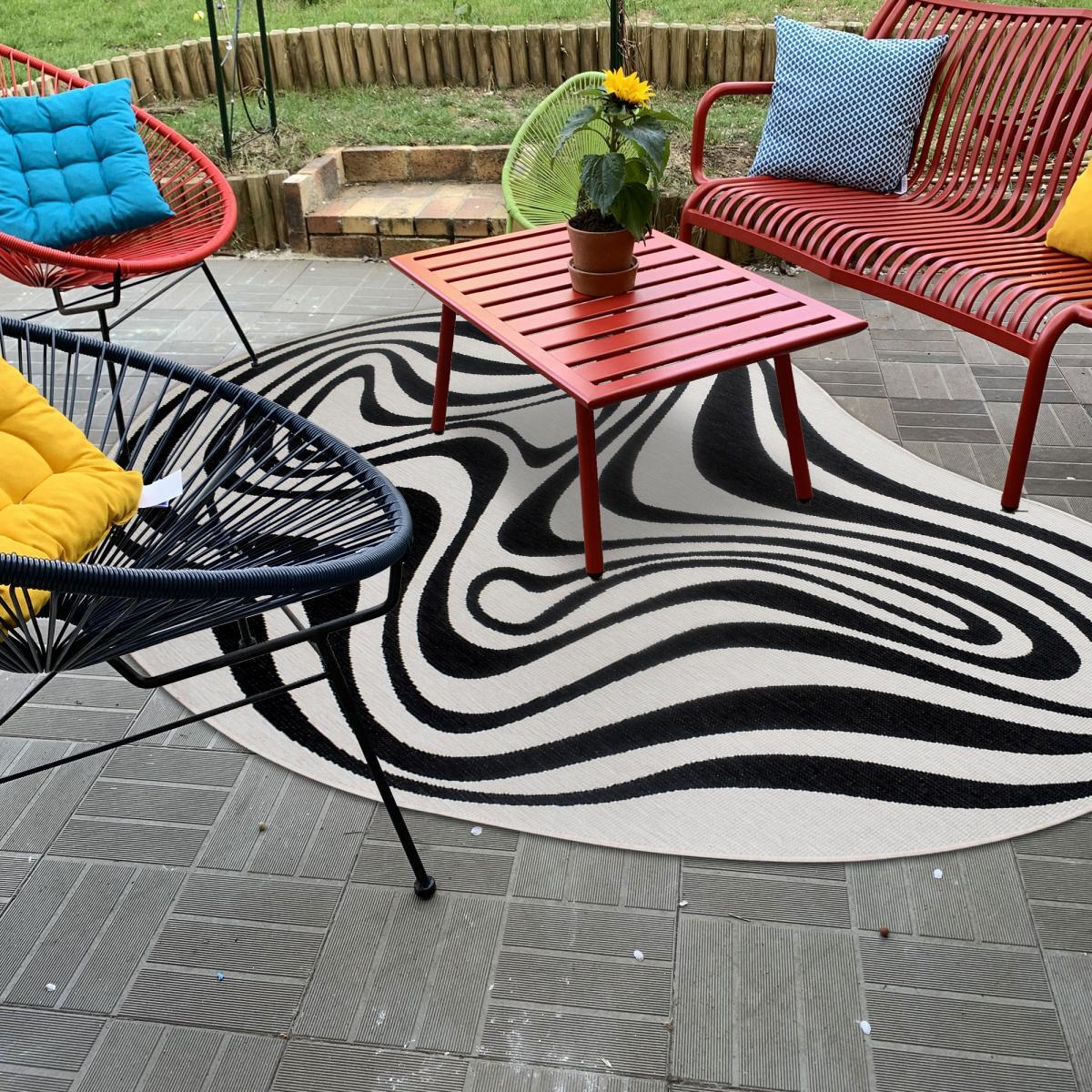 Tapis rond d'extérieur, kilim reversible EX1 DALI