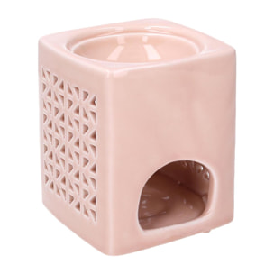 Bruciaessenze in ceramica rosa quadro cm10x10h12