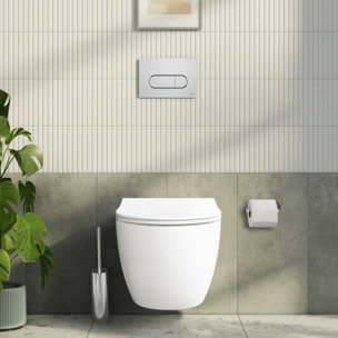 Pack WC suspendu Sento blanc + bâti autoportant V-Fix Core + Plaque Round chromé