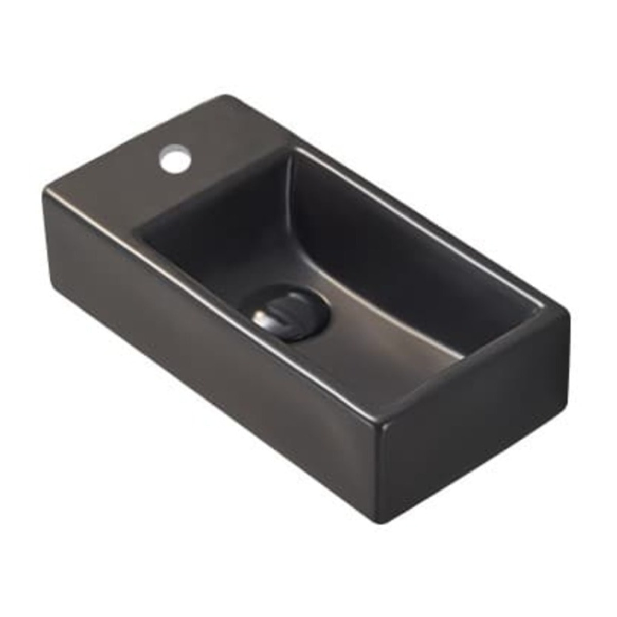 Brevis Lave-mains suspendu avec trou pour robinetterie à gauche, 40,5x20,5x10,5cm, noir (SATBRE4020SLBKM)