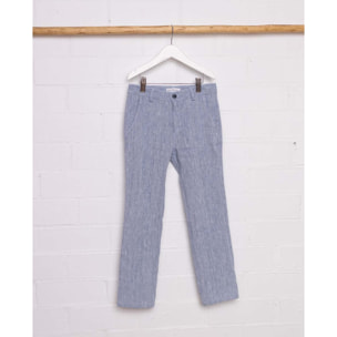 PANTALÓN LINO RÚSTICO AZUL