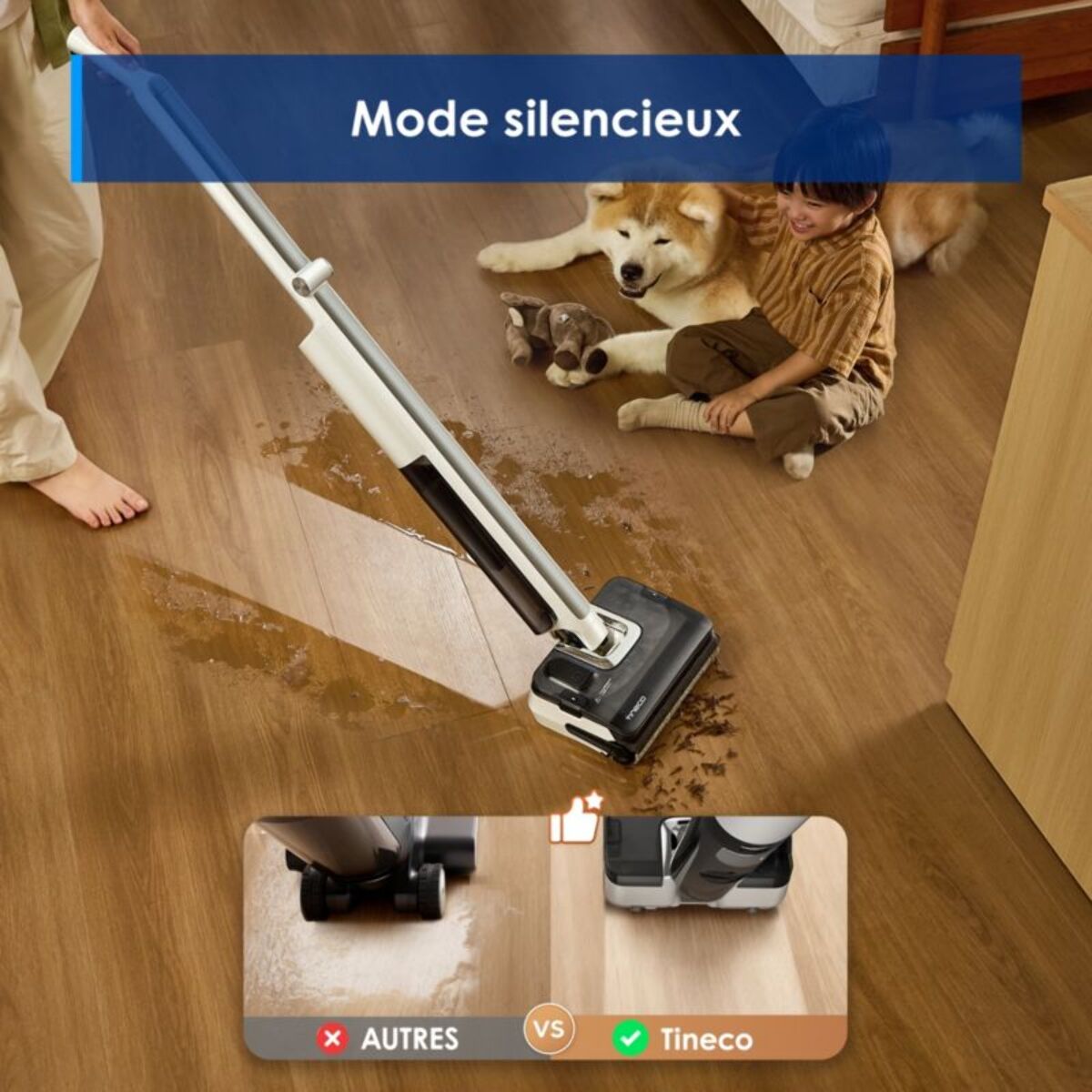 Aspirateur laveur TINECO Floor One I7 Fold Premium Blanc