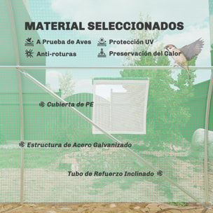 Invernadero de Exterior 6x3x2 m, Invernadero de Túnel con Puerta Enrollable, 8 Ventanas de Malla, Cubierta PE 140g/m² y Marco de Acero Galvanizado, Anti-UV, Impermeable, para Cultivos, Verde