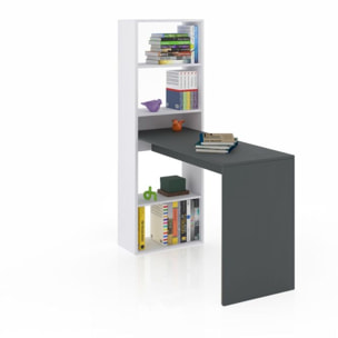 Mesa de escritorio con estantería Cosmic Blanco Artik (Blanco Mate) - Gris Antracita
