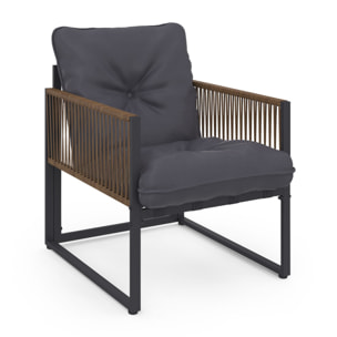 Salon de jardin Ozéa 2 places gris et cordage