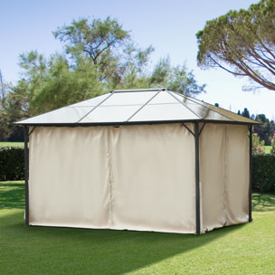 Outsunny 4 Paredes Laterales para Cenador 352x205 cm Laterales para Gazebo Universal con Ganchos y Anillos en C para Pérgola Carpa Beige