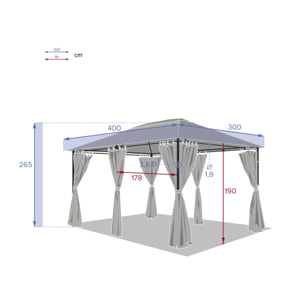Tonnelle rectangulaire Santorini Ardoise