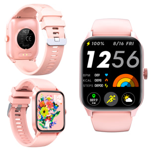 Smartwatch QS56. Chiamate Bluetooth, oltre 100 modalità sportive. Misurazione di passi, calorie e distanza.