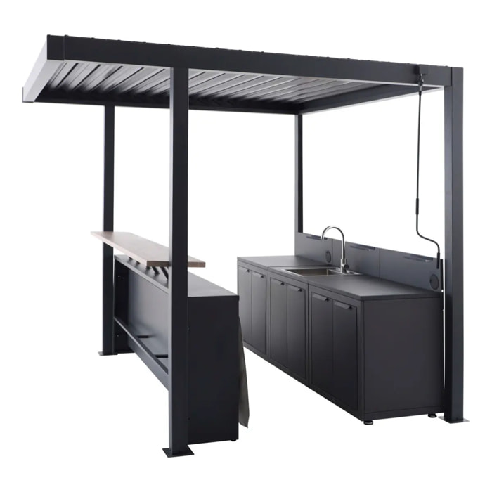 Set complet de cuisine d'été Oxyana avec évier, pergola, bar